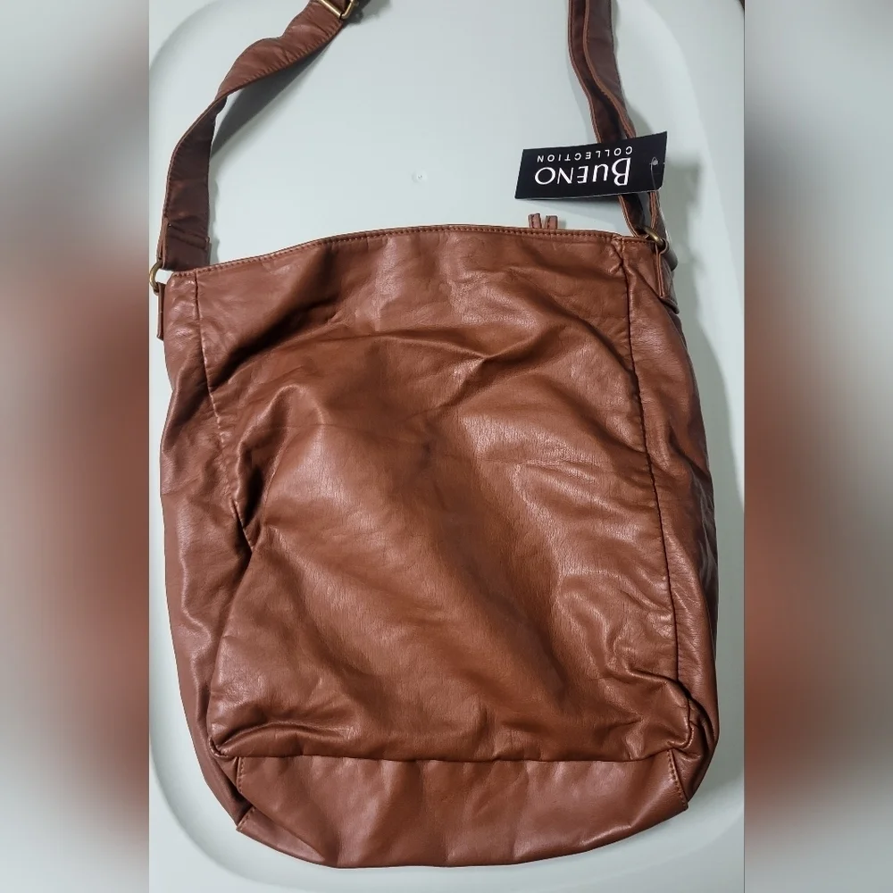Bueno -NWT -Buffalo Brown Faux Leather Crossbody Bag